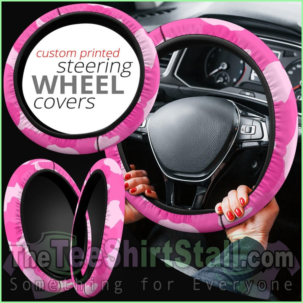 Pink Camouflage Steering Wheel Cover