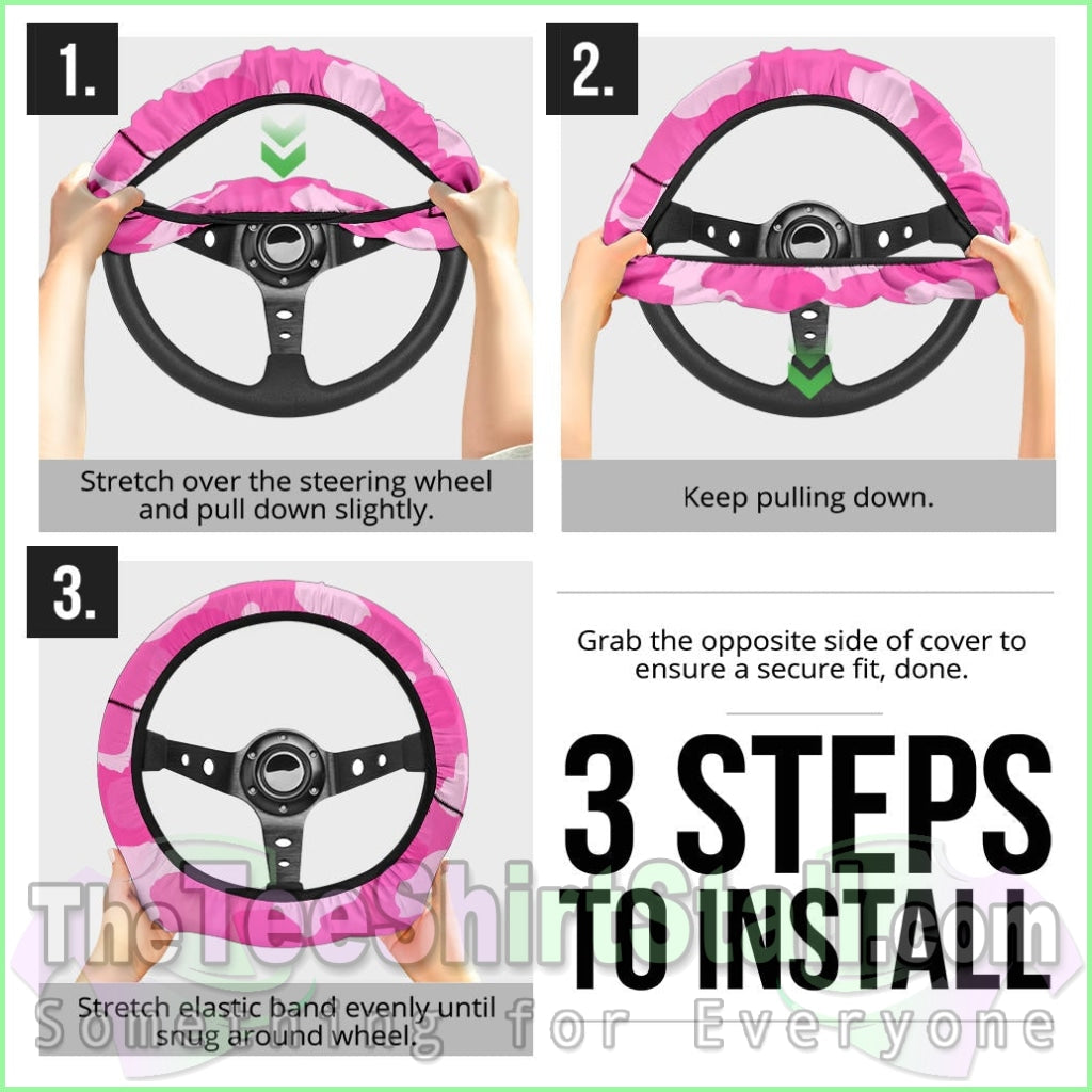 Pink Camouflage Steering Wheel Cover