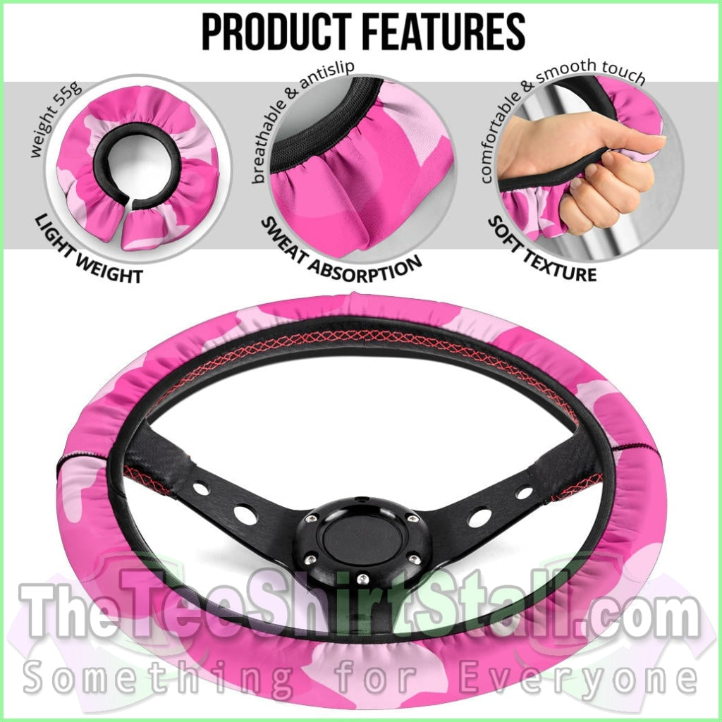 Pink Camouflage Steering Wheel Cover