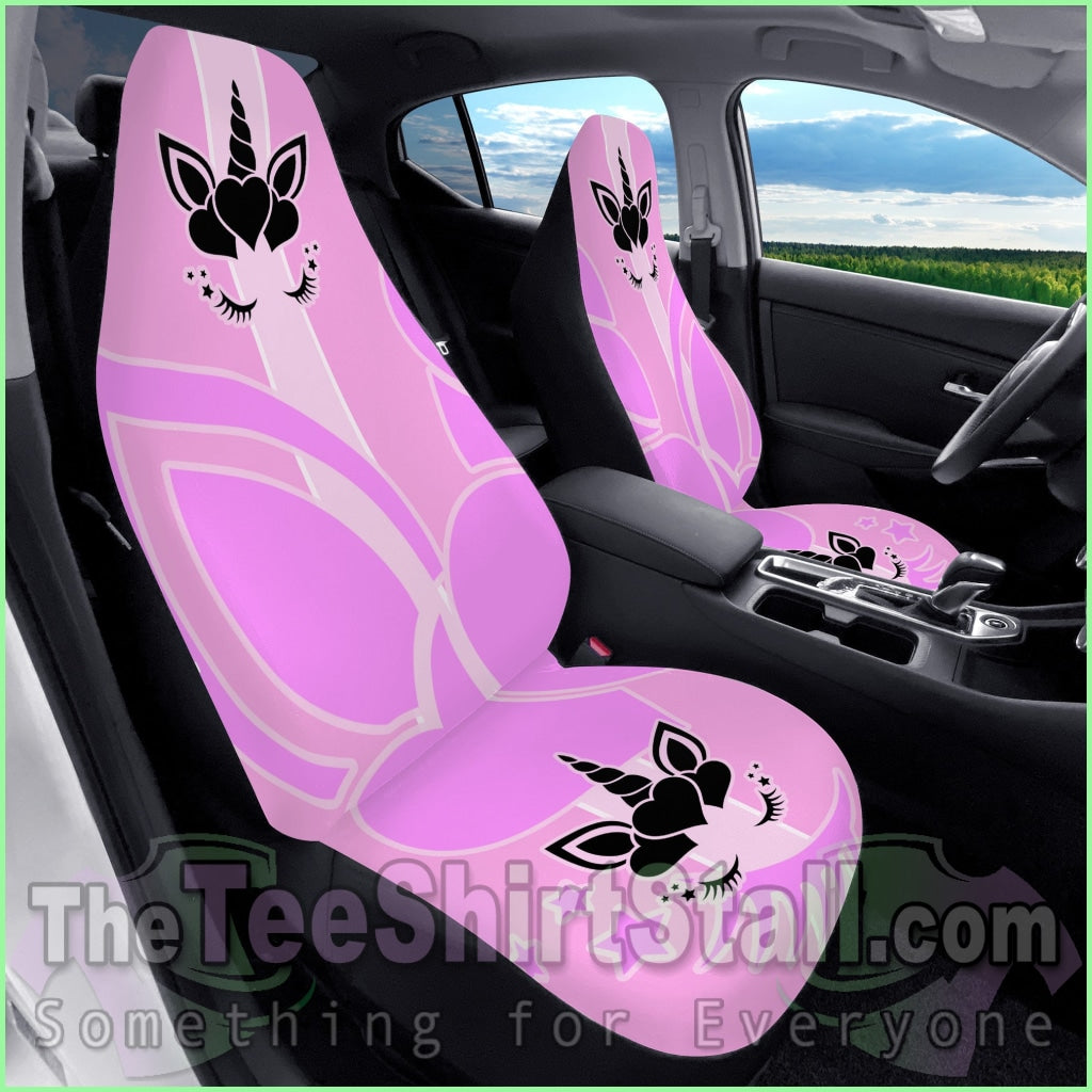 Pink Stripe Unicorn Car Seat Covers Automotive Interior