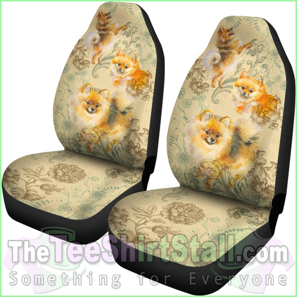 Pomeranian Car Seat Covers (Set Of 2)