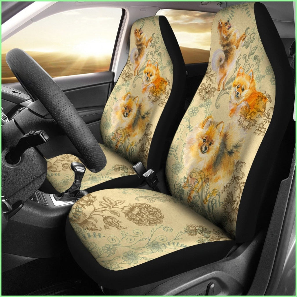 Pomeranian Car Seat Covers (Set Of 2)