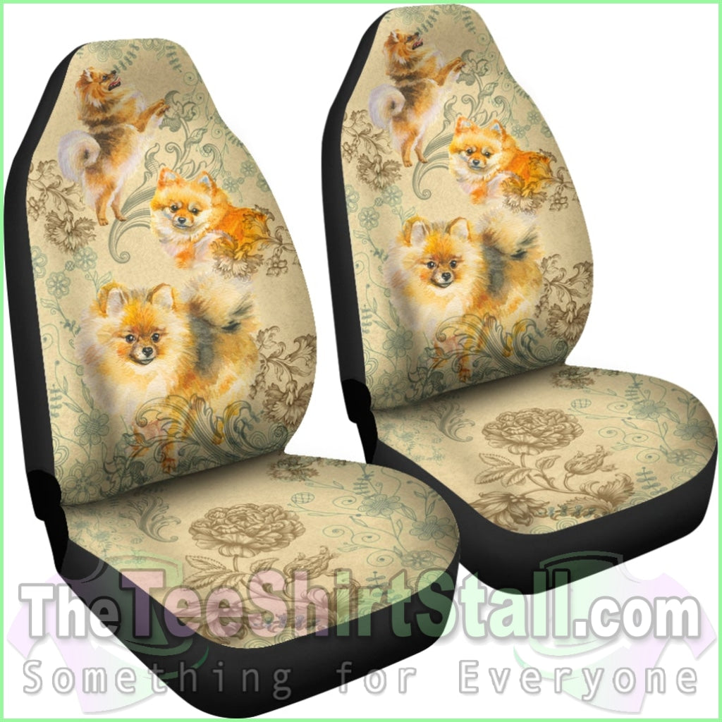 Pomeranian Car Seat Covers (Set Of 2)