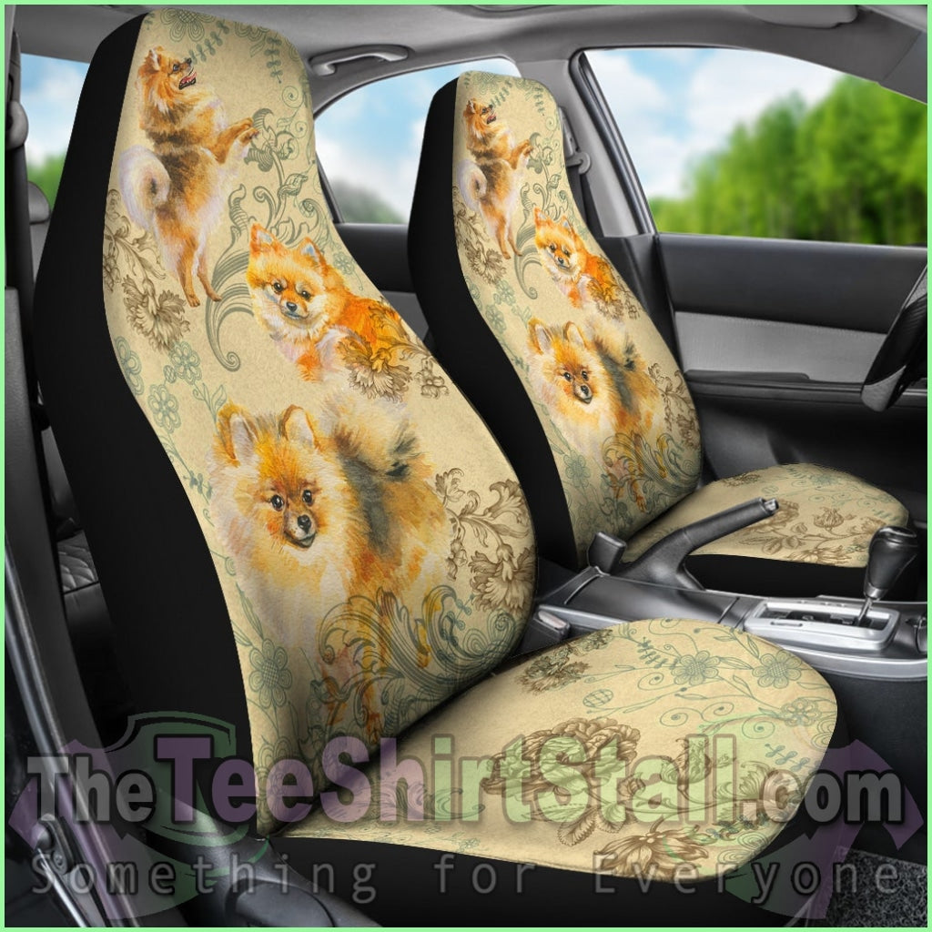 Pomeranian Car Seat Covers (Set Of 2)