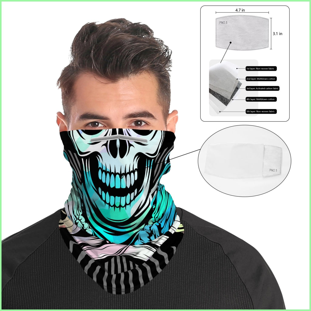 Printed Snood Scarf 1 Product + 2 Piece Mask Gasket Face Cover