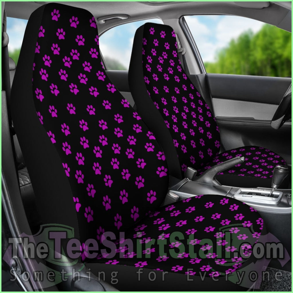 Purple Paw Prints Seat Cover