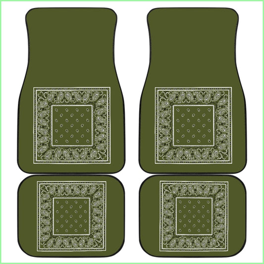 Quad Army Green Bandana Auto Mats - Minimal