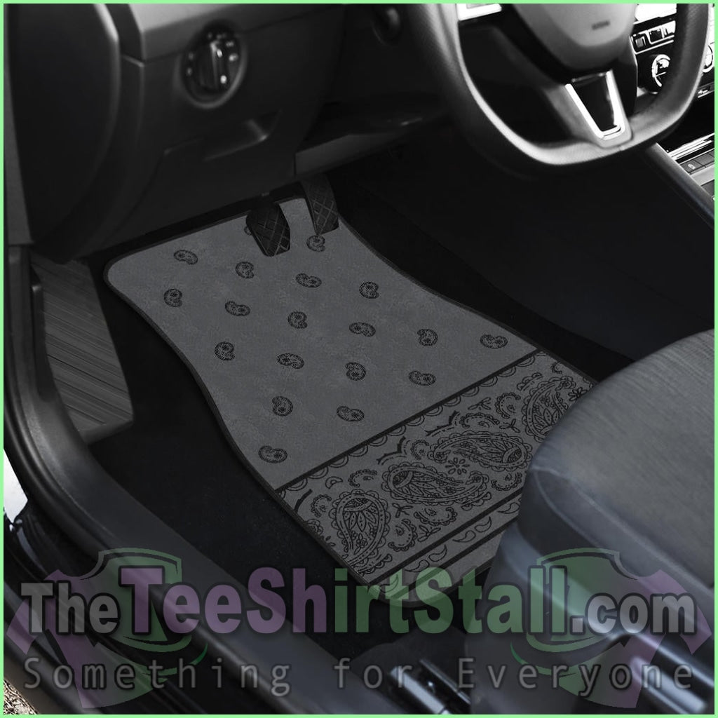 Quad Black And Gray Bandana Car Mats - Fancy