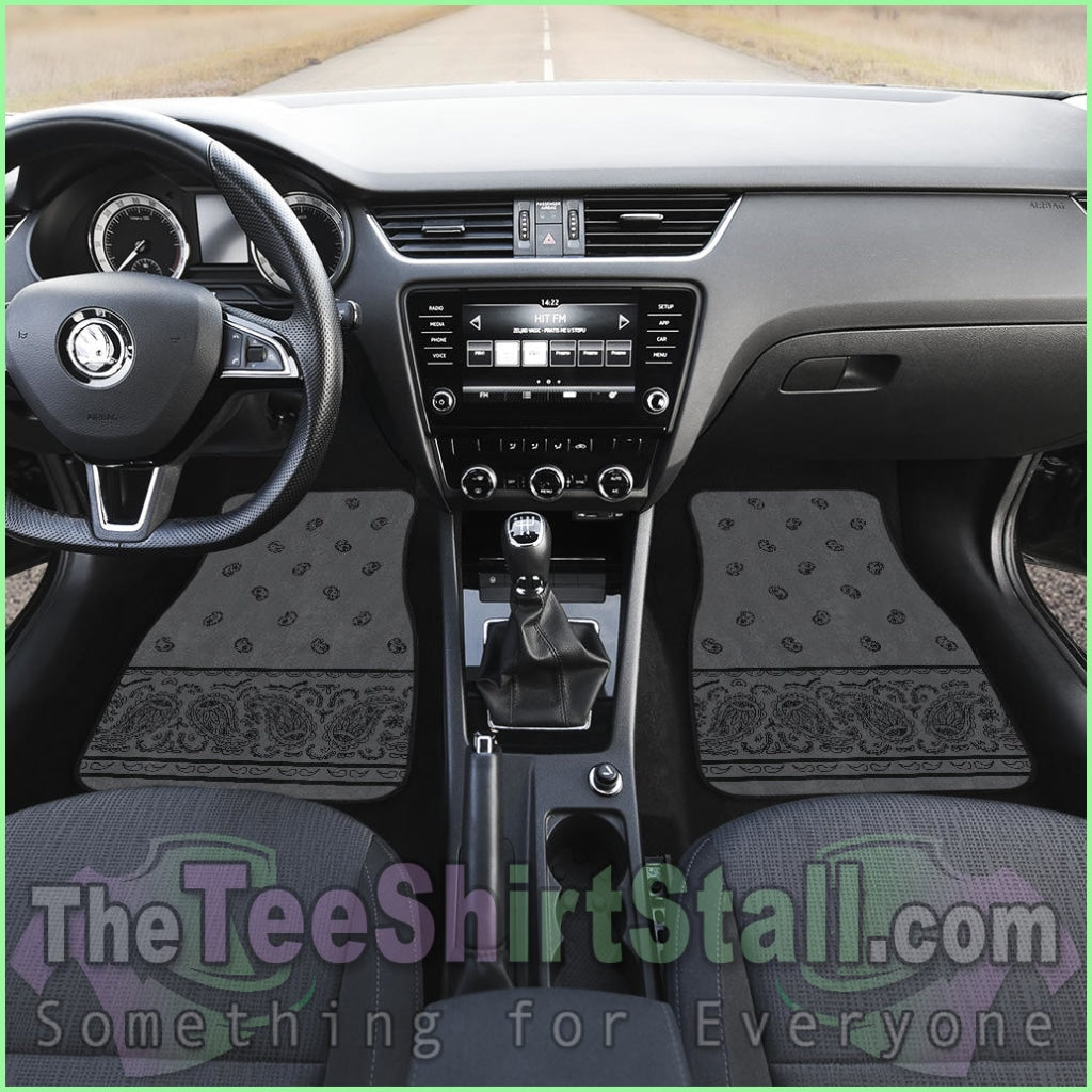 Quad Black And Gray Bandana Car Mats - Fancy