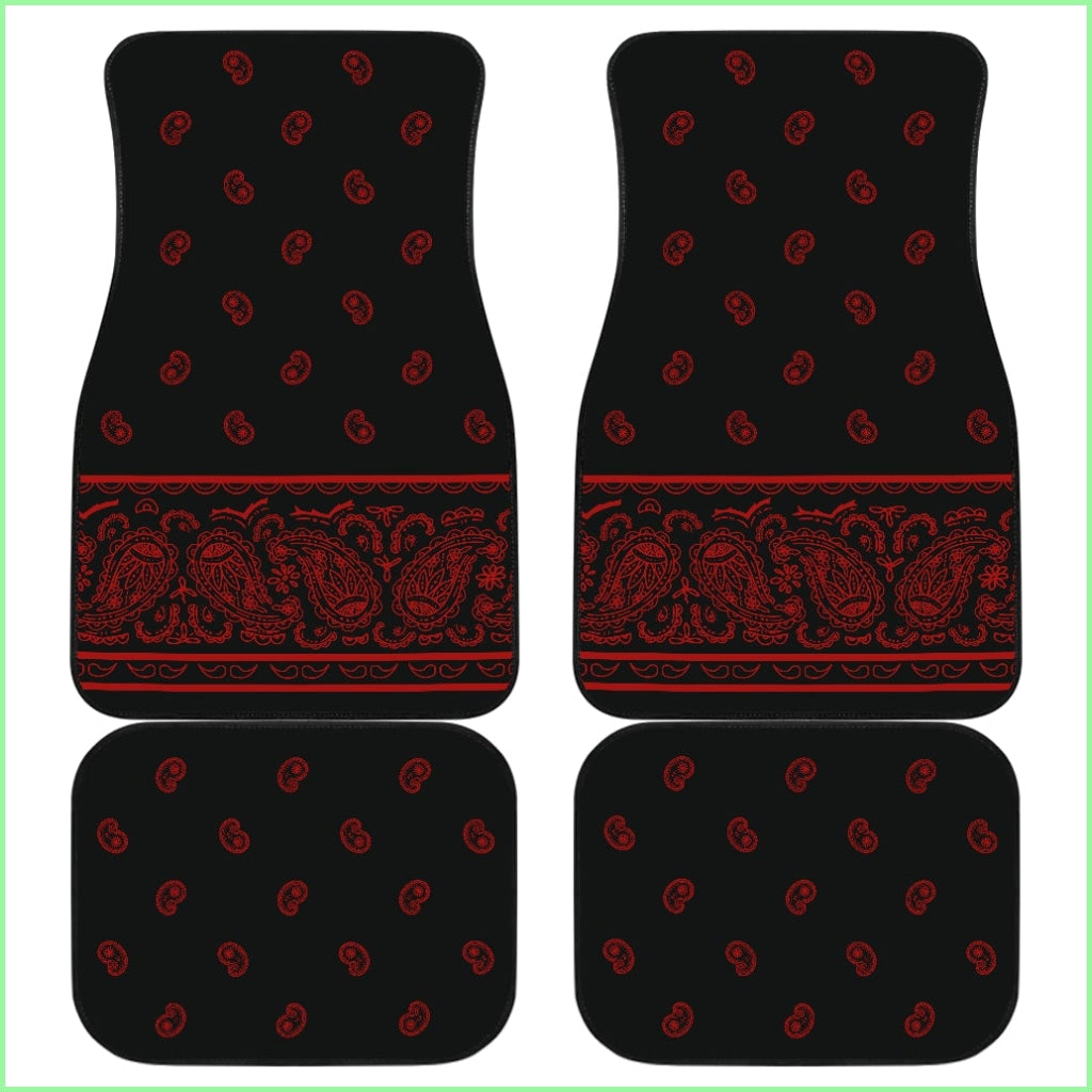 Quad Black And Red Bandana Car Mats - Fancy