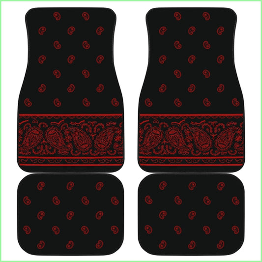 Quad Black And Red Bandana Car Mats - Fancy