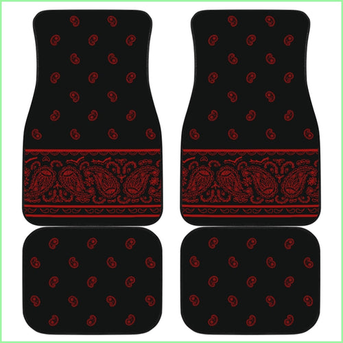 Quad Black And Red Bandana Car Mats - Fancy