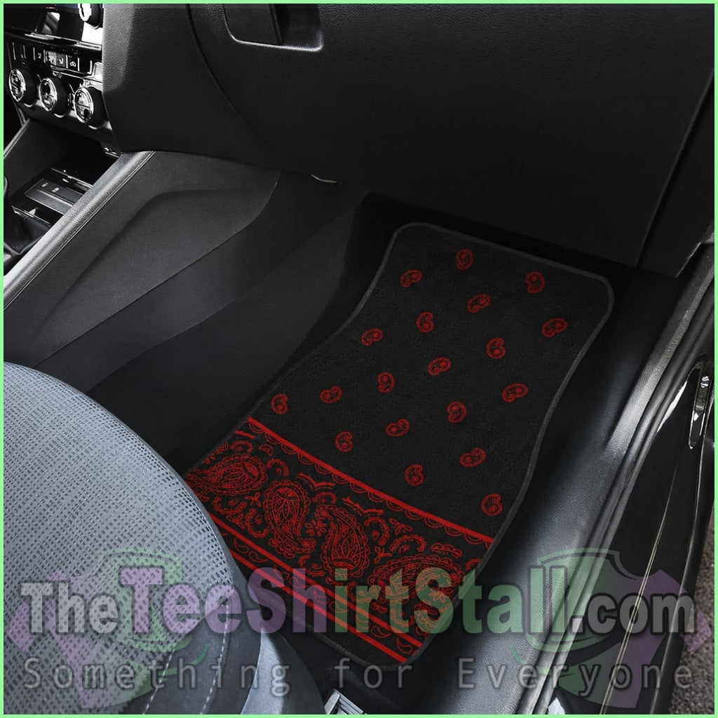 Quad Black And Red Bandana Car Mats - Fancy