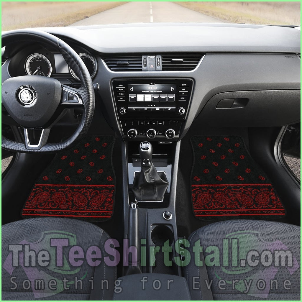 Quad Black And Red Bandana Car Mats - Fancy