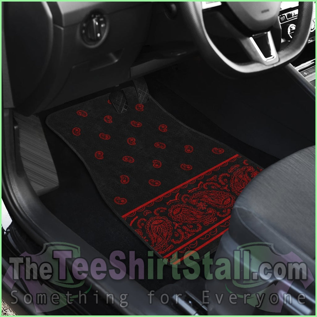 Quad Black And Red Bandana Car Mats - Fancy