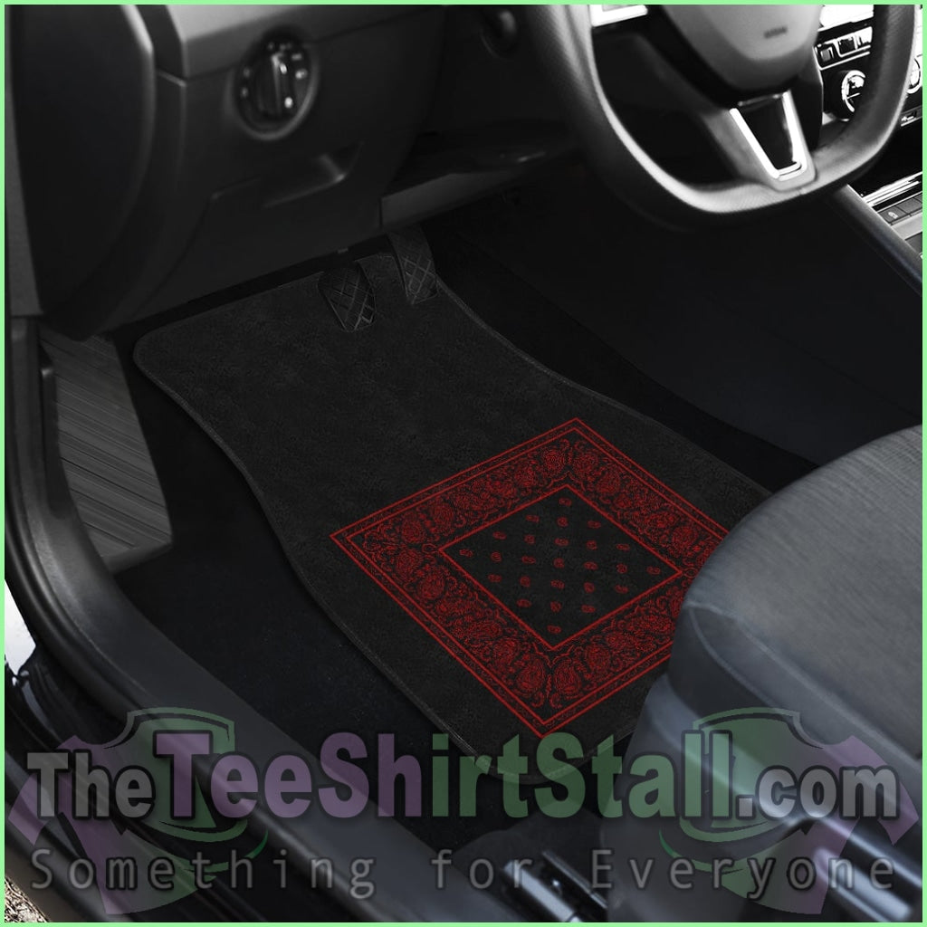 Quad Black And Red Bandana Car Mats - Minimal