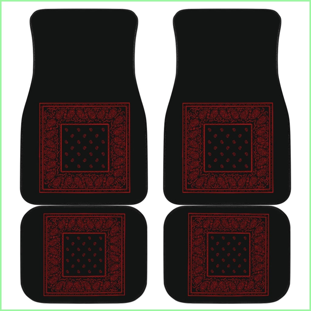 Quad Black And Red Bandana Car Mats - Minimal