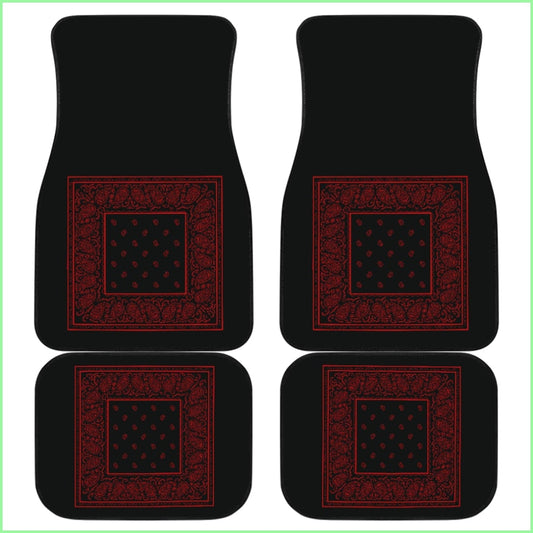 Quad Black And Red Bandana Car Mats - Minimal