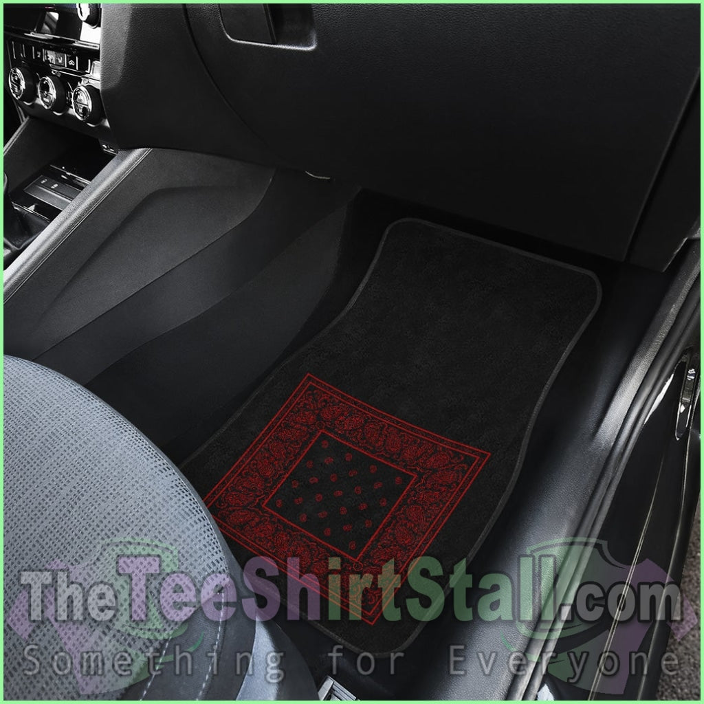 Quad Black And Red Bandana Car Mats - Minimal