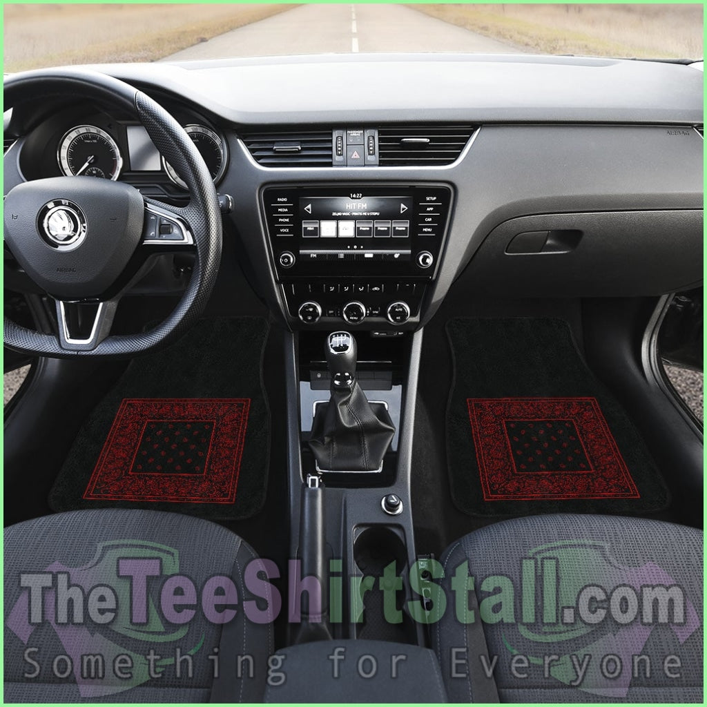 Quad Black And Red Bandana Car Mats - Minimal