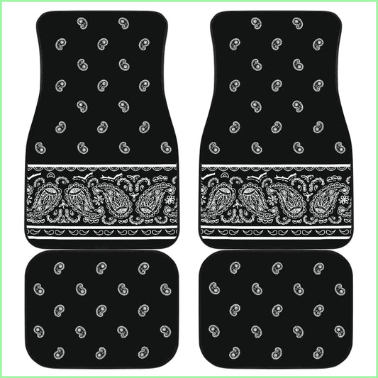 Quad Black Bandana Car Mats - Fancy