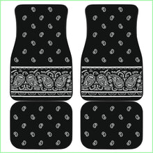 Load image into Gallery viewer, Quad Black Bandana Car Mats - Fancy
