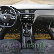 Load image into Gallery viewer, Quad Black Gold Bandana Car Mats - Fancy
