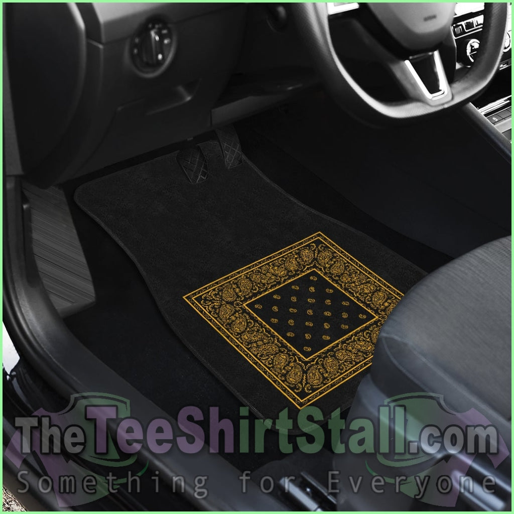 Quad Black Gold Bandana Car Mats - Minimal