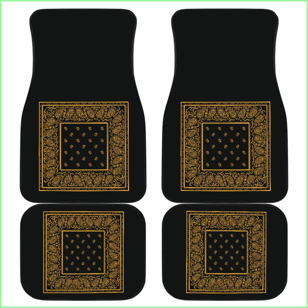 Quad Black Gold Bandana Car Mats - Minimal