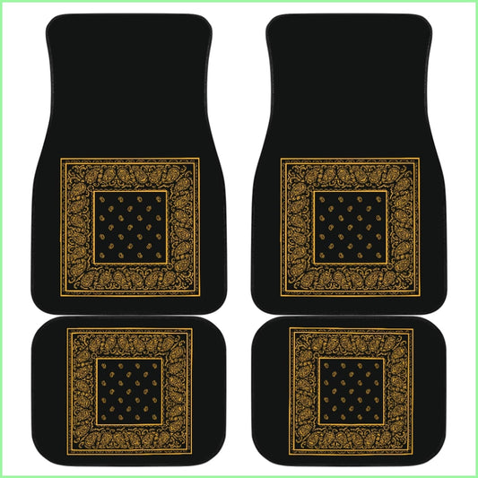 Quad Black Gold Bandana Car Mats - Minimal