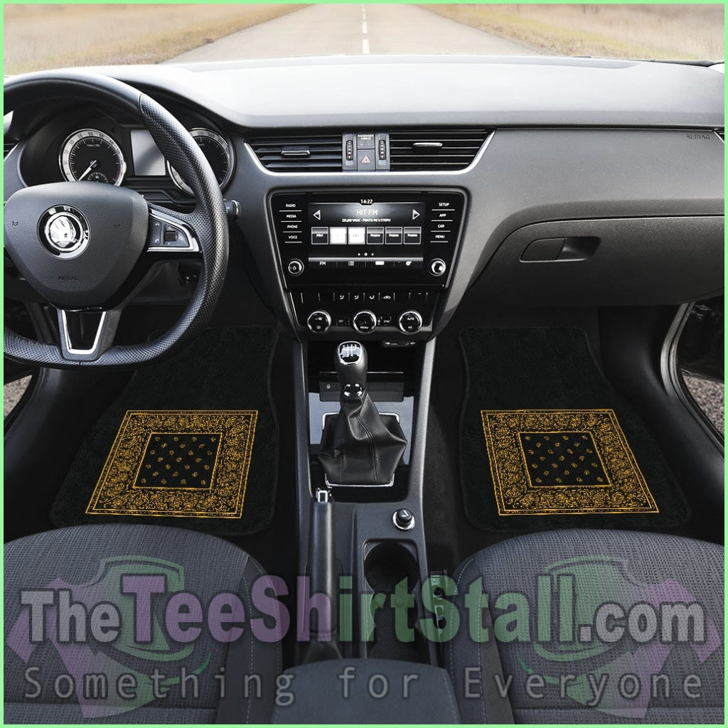 Quad Black Gold Bandana Car Mats - Minimal