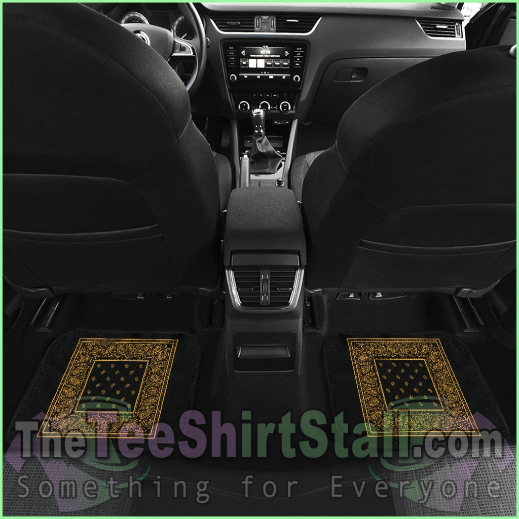 Quad Black Gold Bandana Car Mats - Minimal