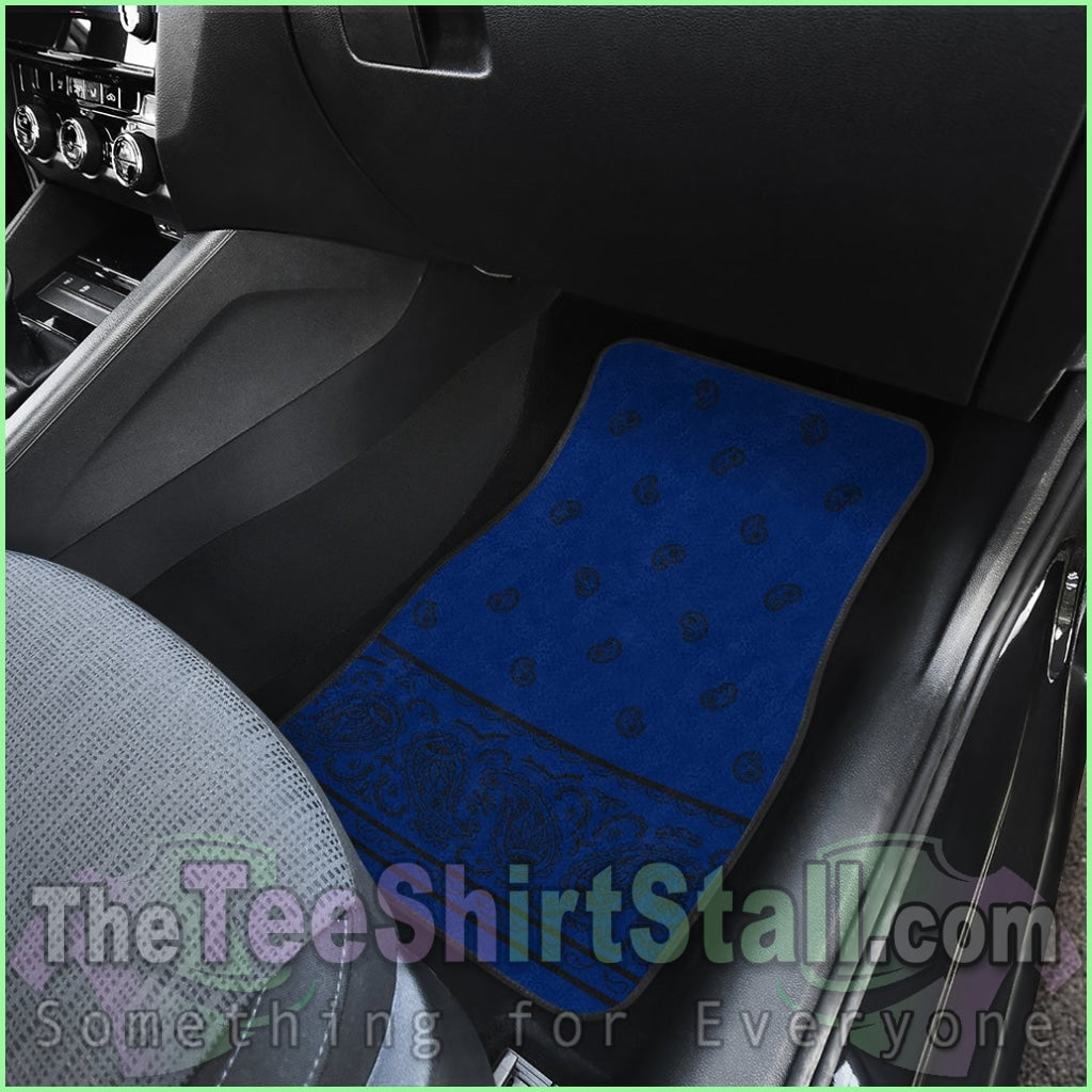 Quad Blue And Black Bandana Car Mats - Fancy