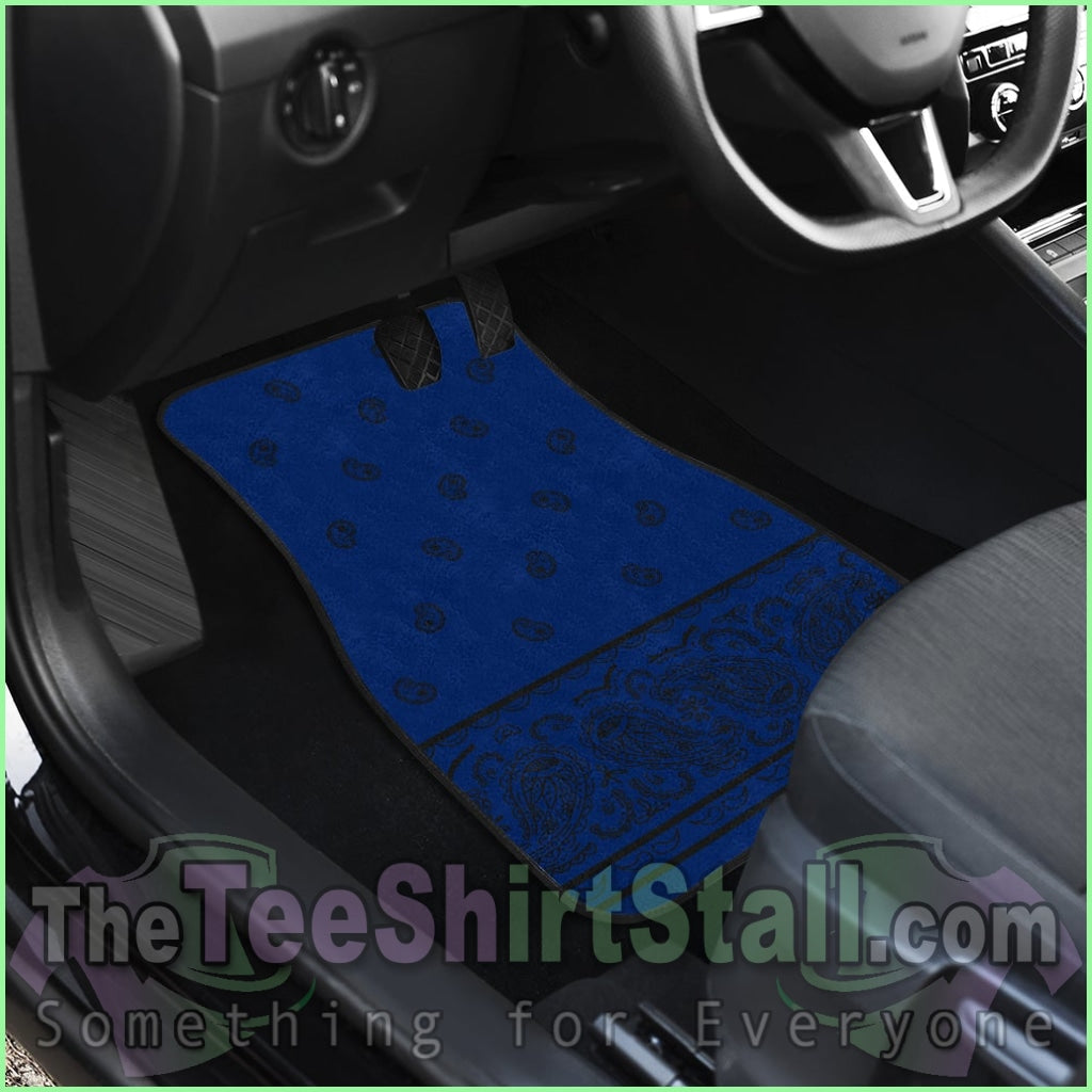 Quad Blue And Black Bandana Car Mats - Fancy