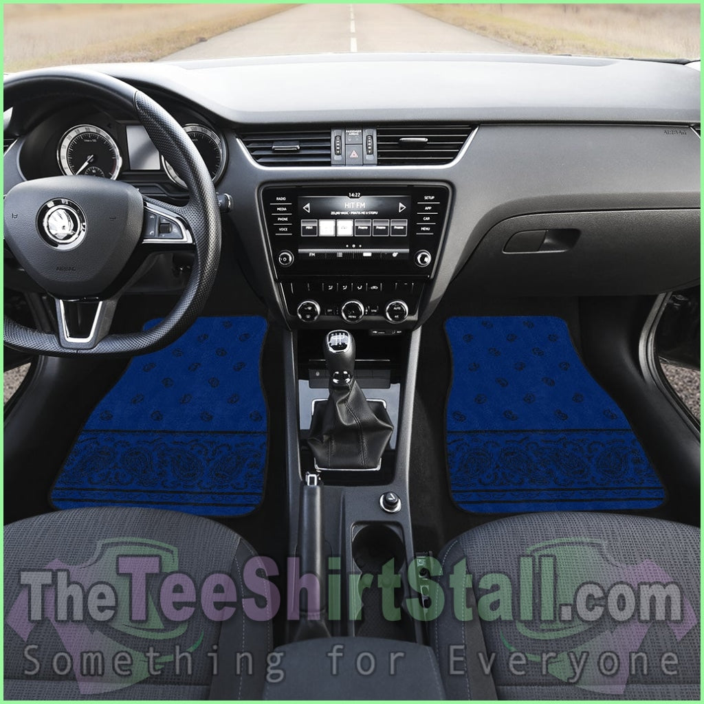 Quad Blue And Black Bandana Car Mats - Fancy