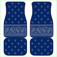 Load image into Gallery viewer, Quad Blue And Gray Bandana Car Mats - Fancy
