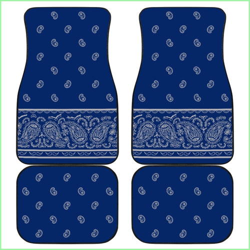 Quad Blue And Gray Bandana Car Mats - Fancy