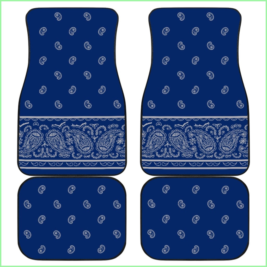 Quad Blue And Gray Bandana Car Mats - Fancy