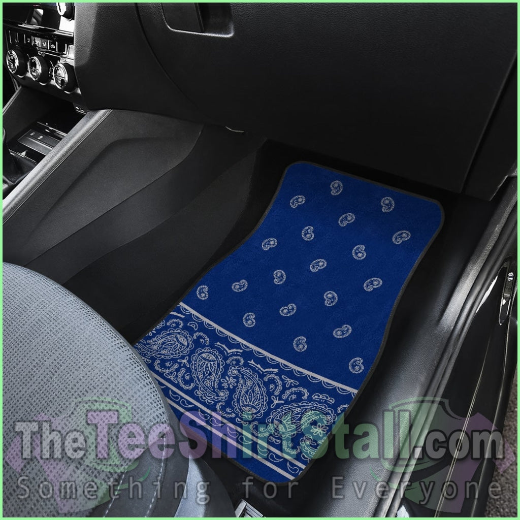 Quad Blue And Gray Bandana Car Mats - Fancy