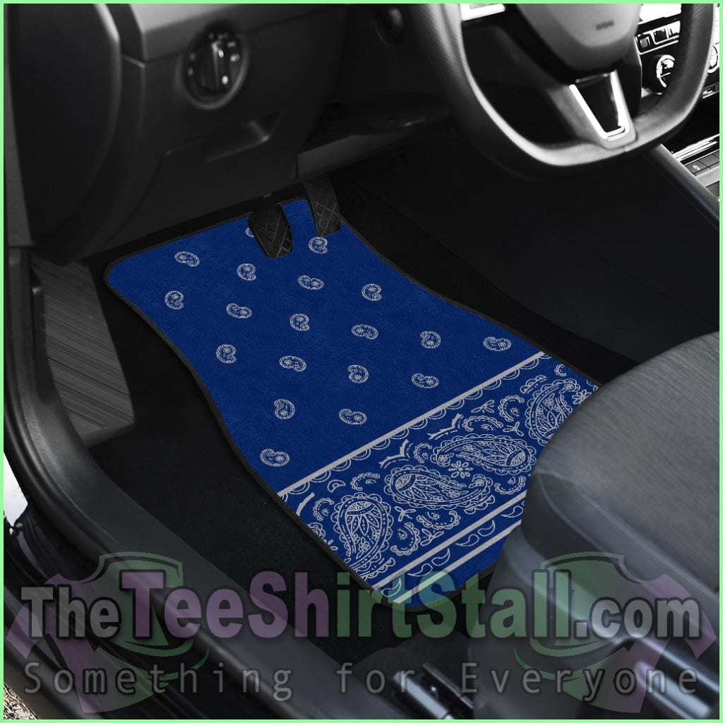 Quad Blue And Gray Bandana Car Mats - Fancy