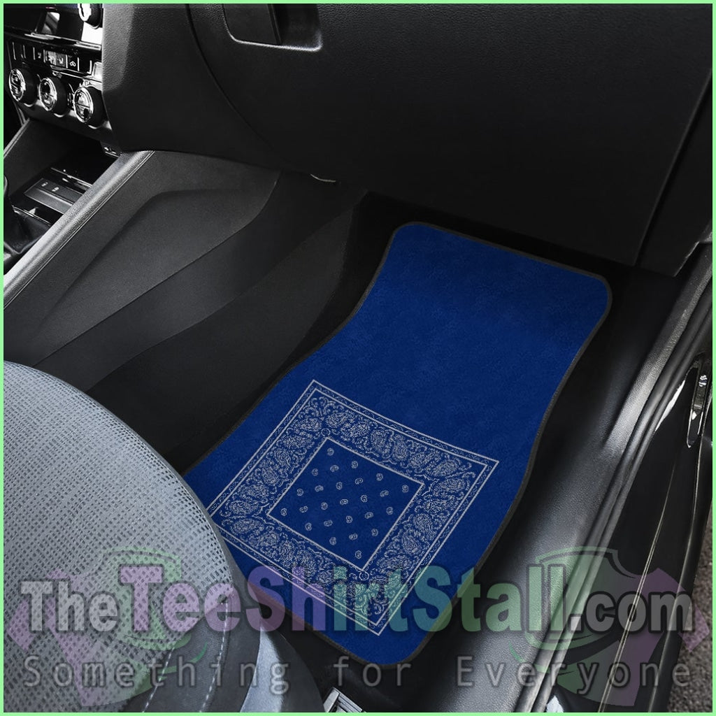 Quad Blue And Gray Bandana Car Mats - Minimal