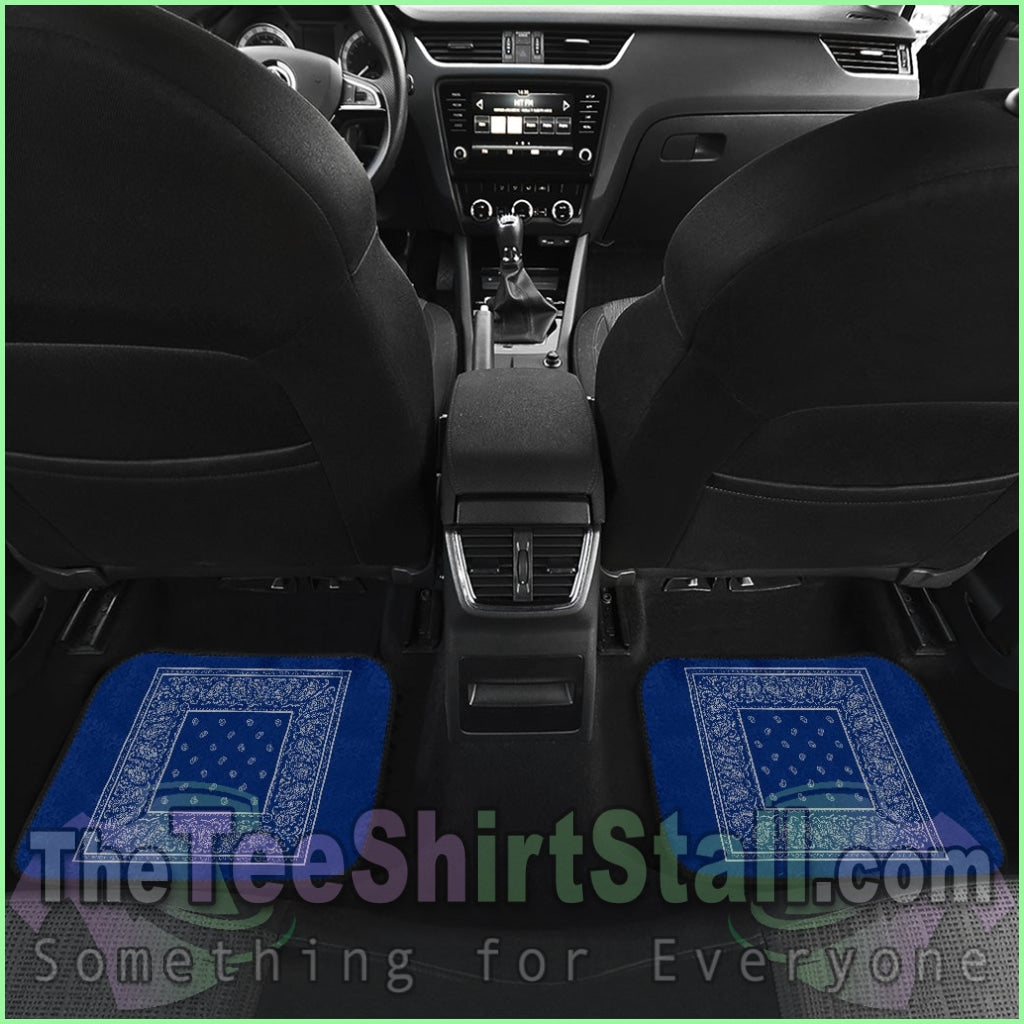 Quad Blue And Gray Bandana Car Mats - Minimal