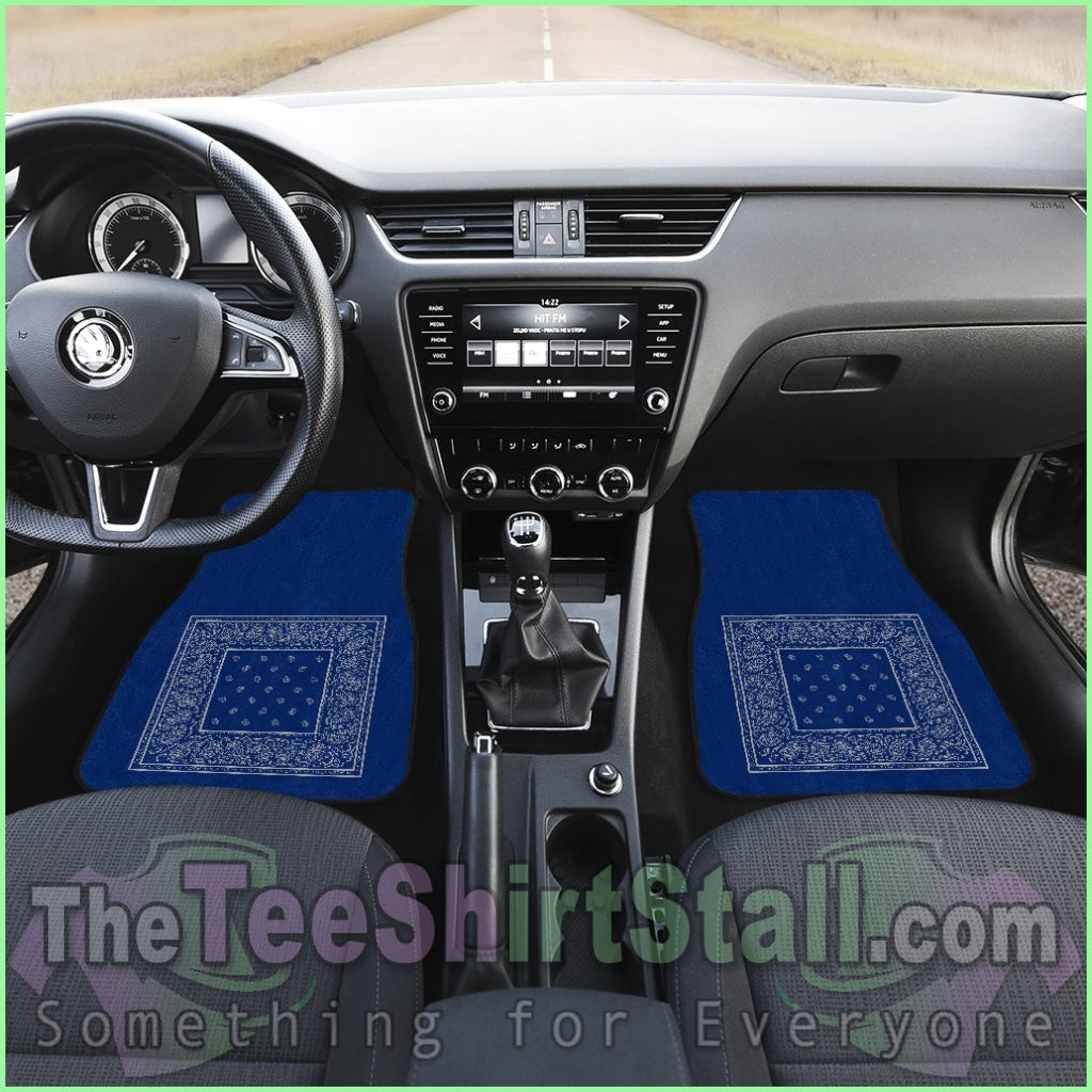 Quad Blue And Gray Bandana Car Mats - Minimal