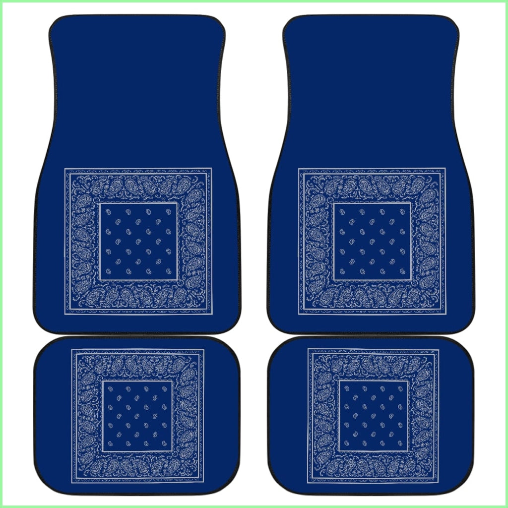 Quad Blue And Gray Bandana Car Mats - Minimal