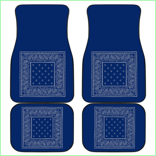 Quad Blue And Gray Bandana Car Mats - Minimal