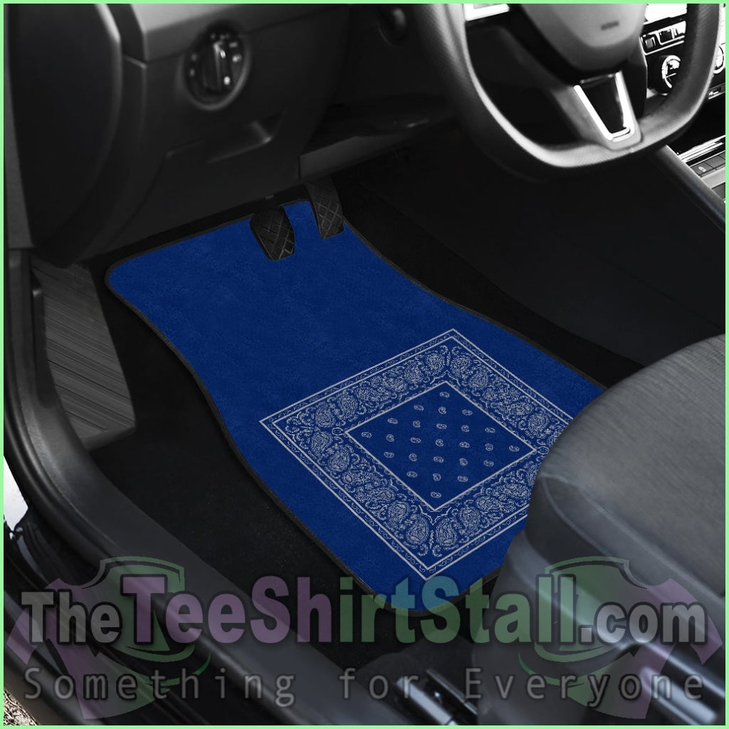 Quad Blue And Gray Bandana Car Mats - Minimal