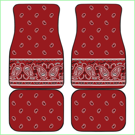 Quad Burgundy Bandana Car Floor Mats - Fancy