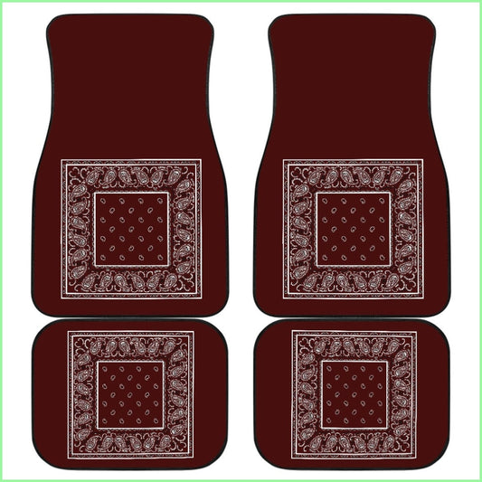 Quad Burgundy Bandana Car Floor Mats - Minimal