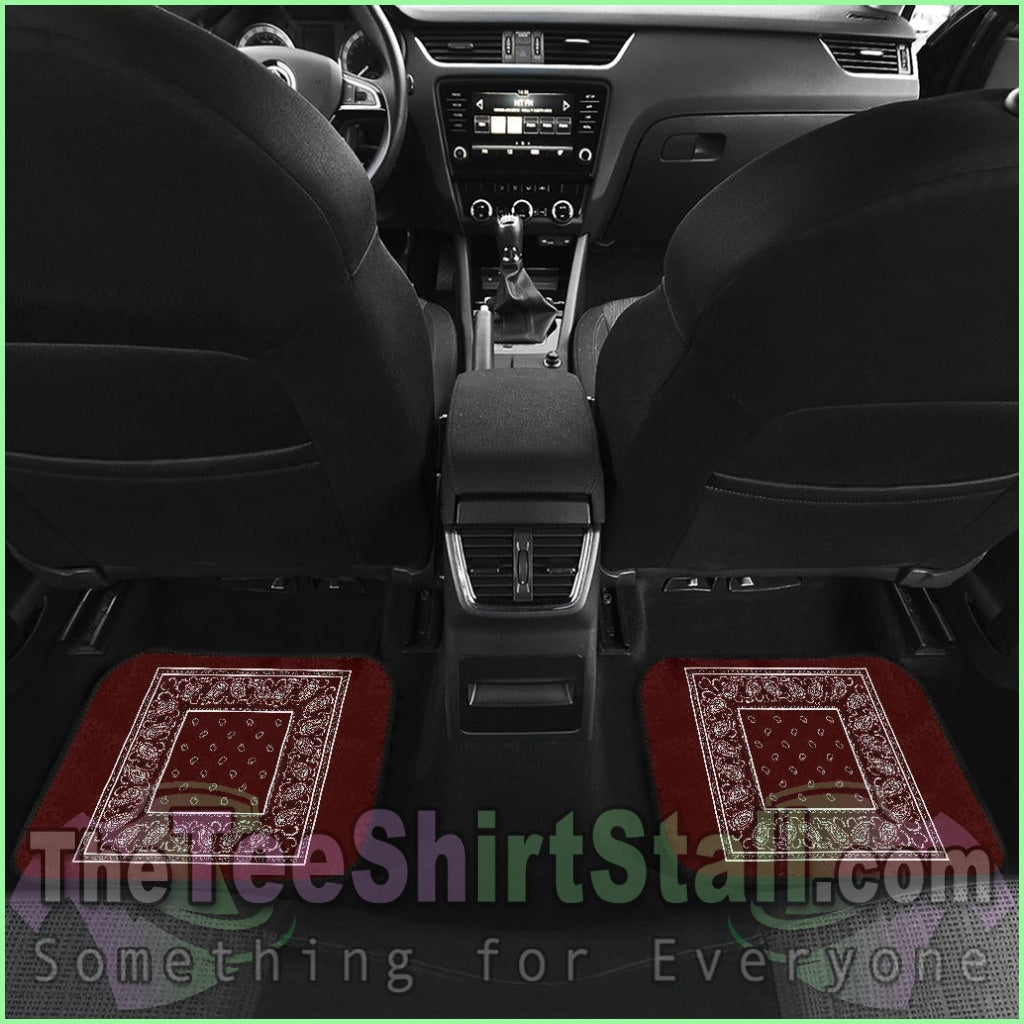 Quad Burgundy Bandana Car Floor Mats - Minimal