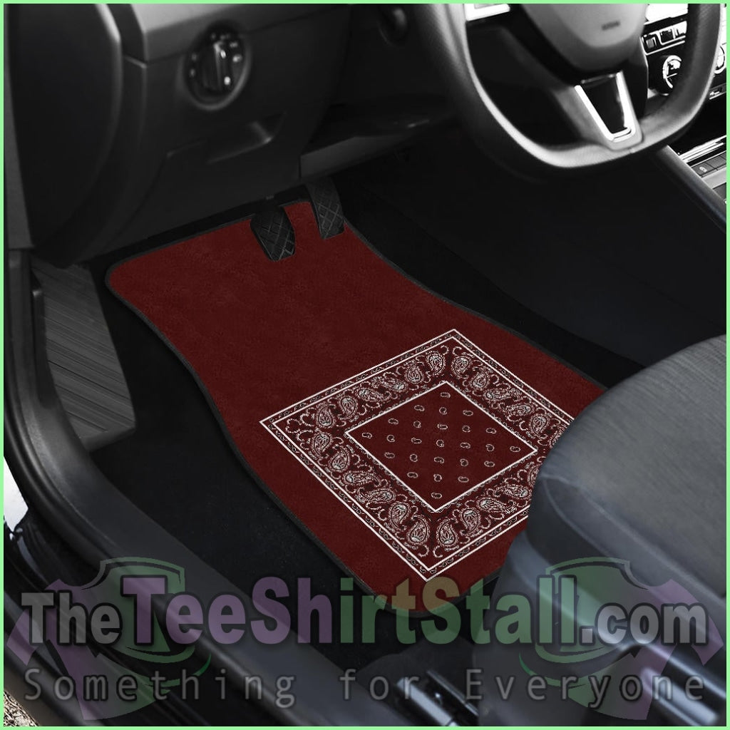 Quad Burgundy Bandana Car Floor Mats - Minimal